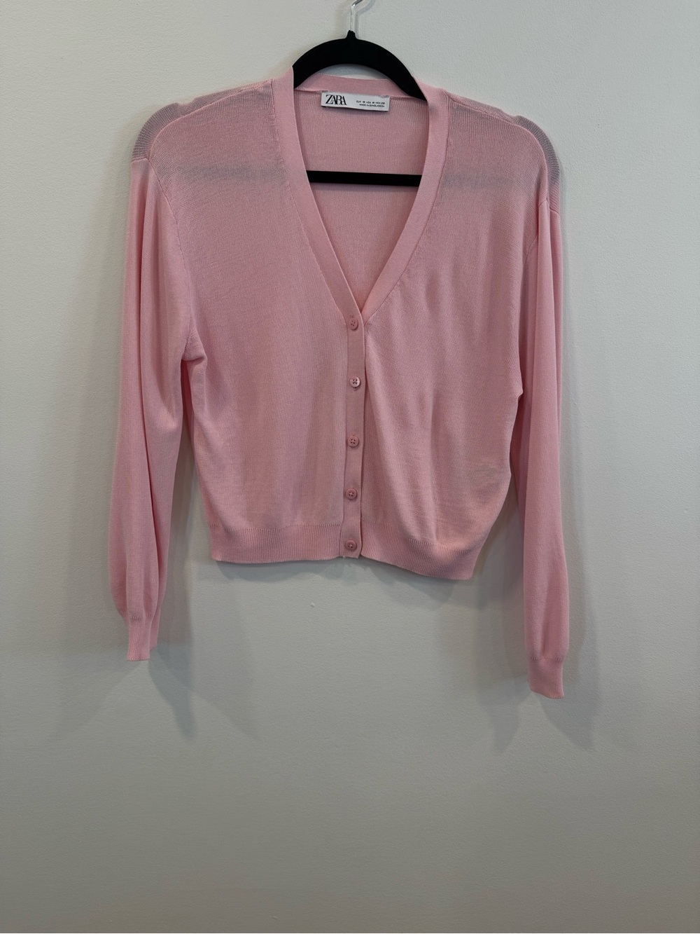 Zara Light Pink V-Neck Button Cardigan
